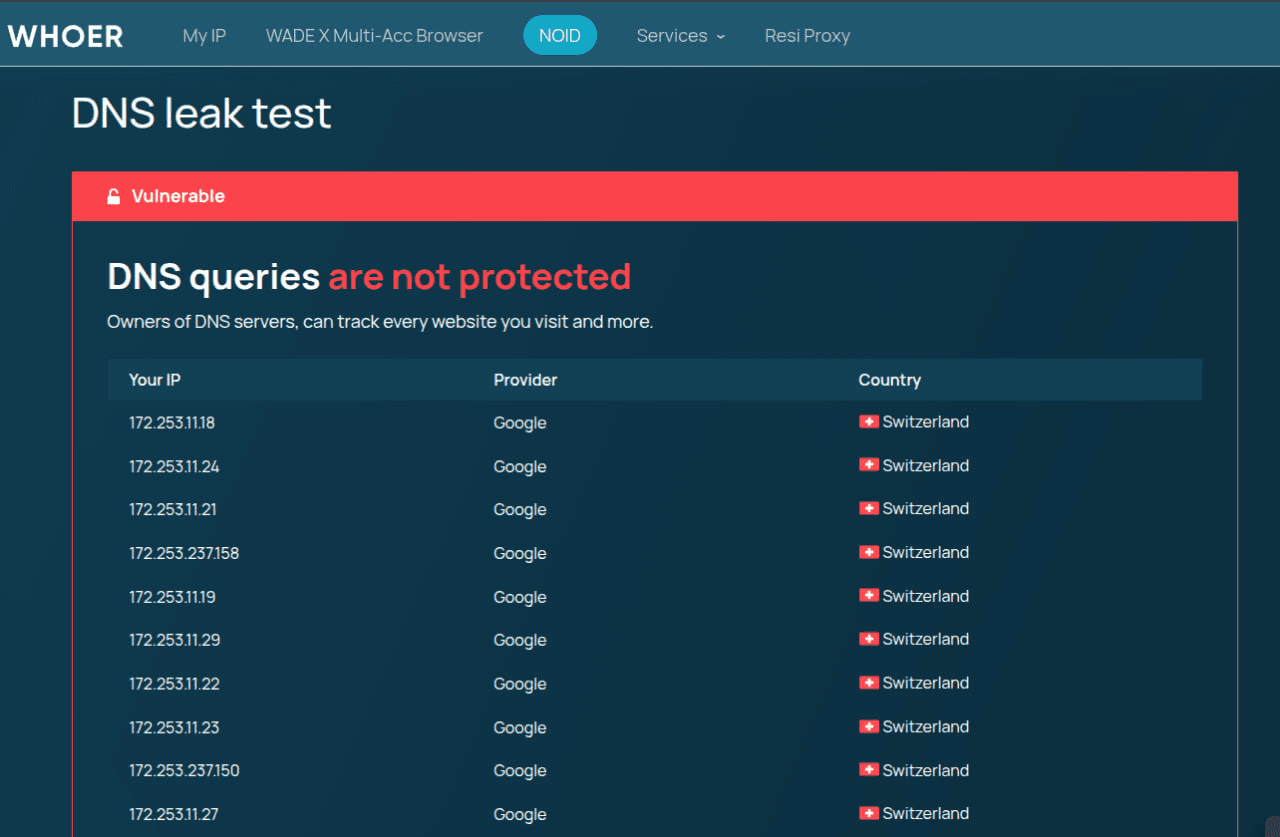 DNS Check on Whoer